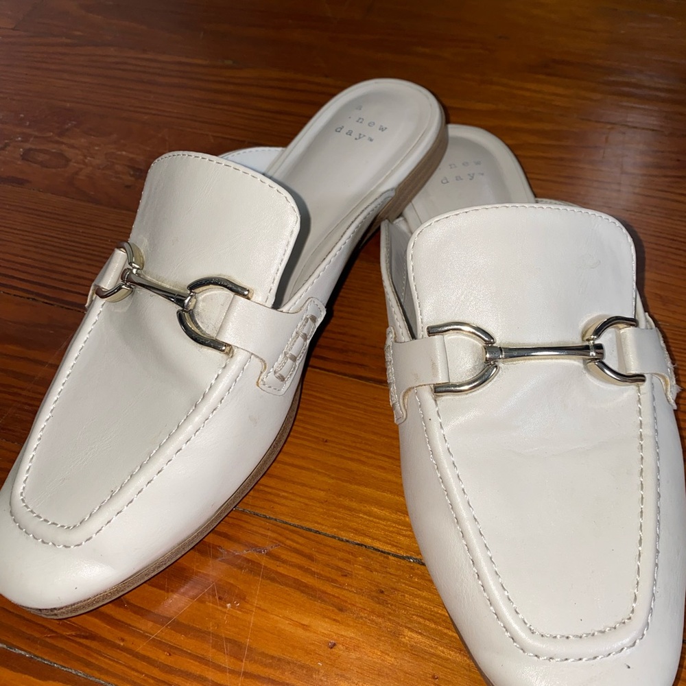 A New Day Cream Slip-On Loafers with Gold Detail